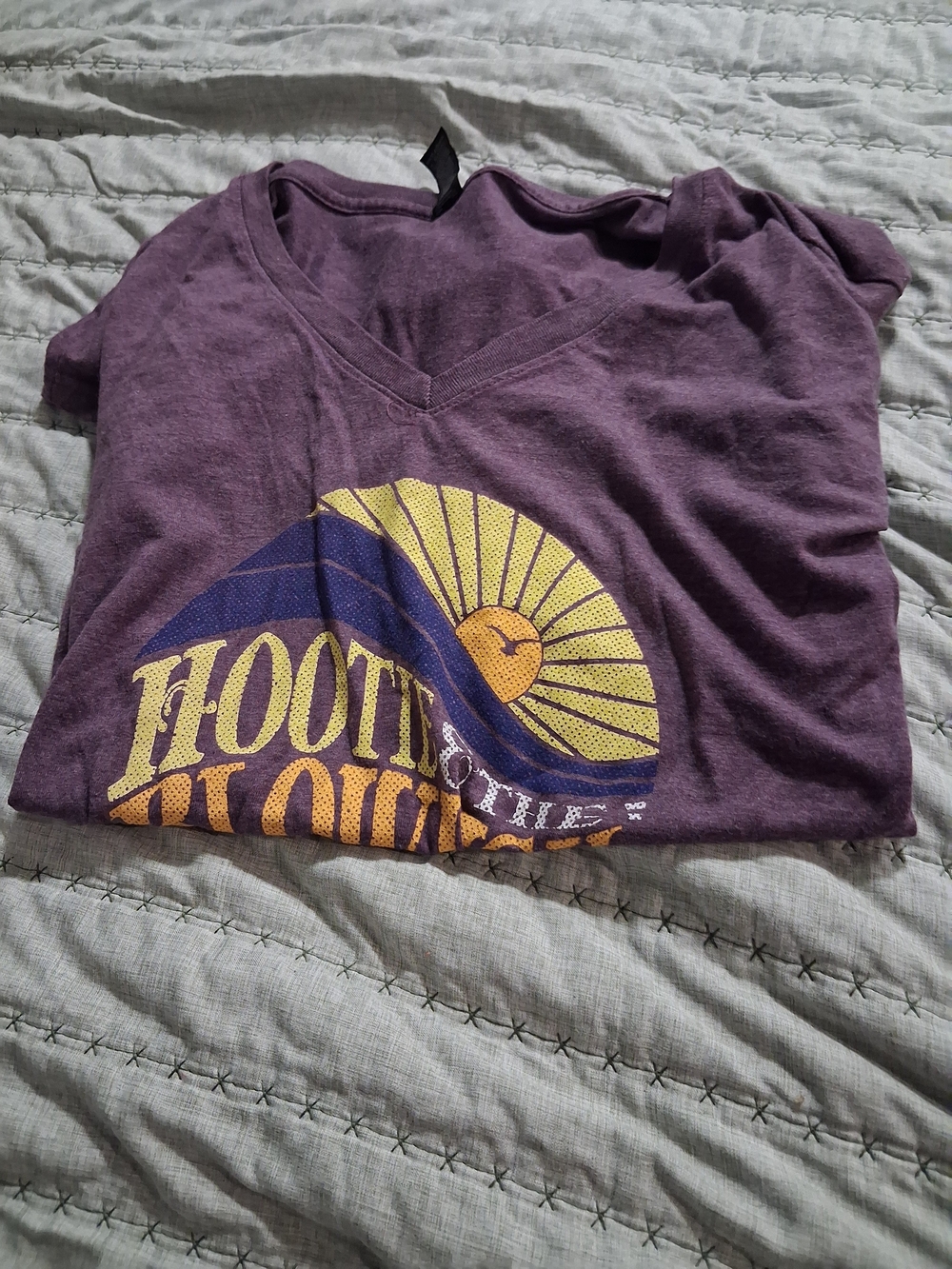 LadiesPurple Graphic V-Neck Shirt